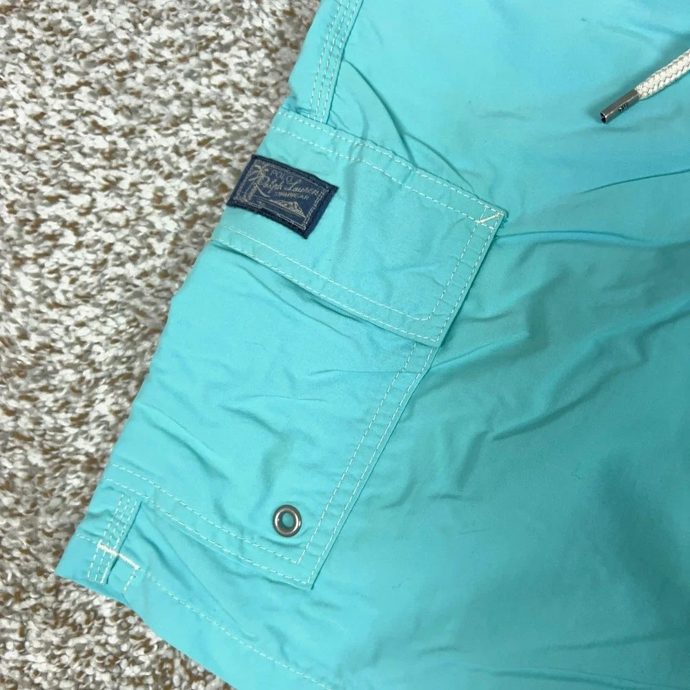 Polo Ralph Lauren Swim Trunks Mens Small Blue Cargo Mesh Lined Drawstring Pony